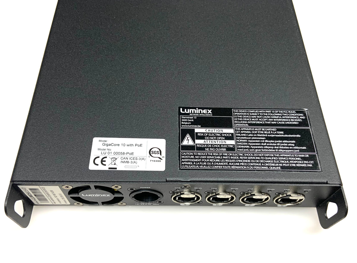 Luminex GigaCore 10 POE Ethernet Switch with 8 Shielded Neutrik Ethercon  Connectors and PoE
